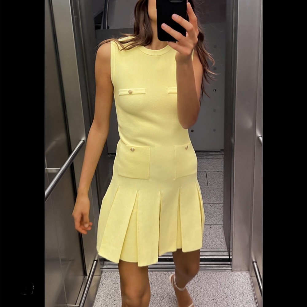 Zara Yellow Sleeveless Mini Dress